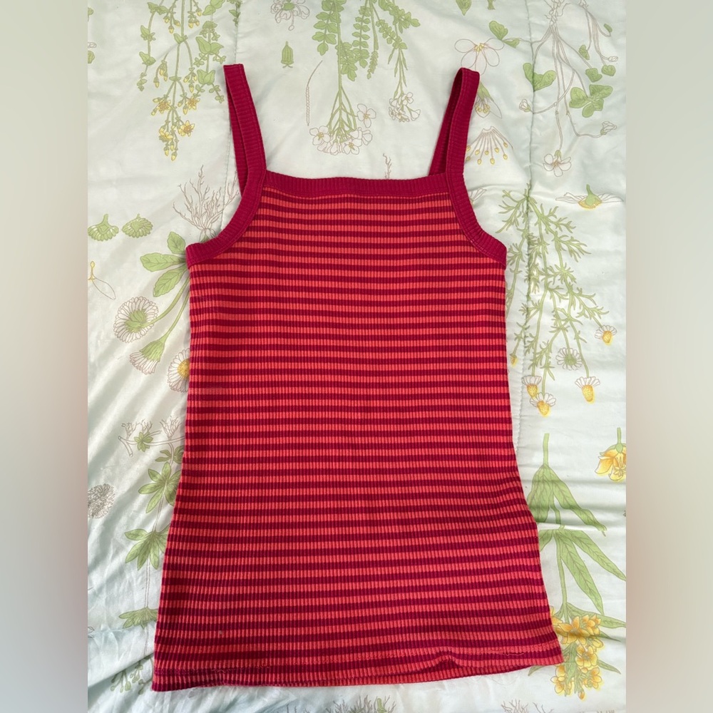 Old Navy Red and Pink Striped Tank Top